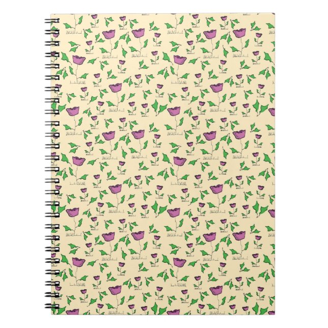 Carnet Tulipes violettes sur fond jaune (Devant)