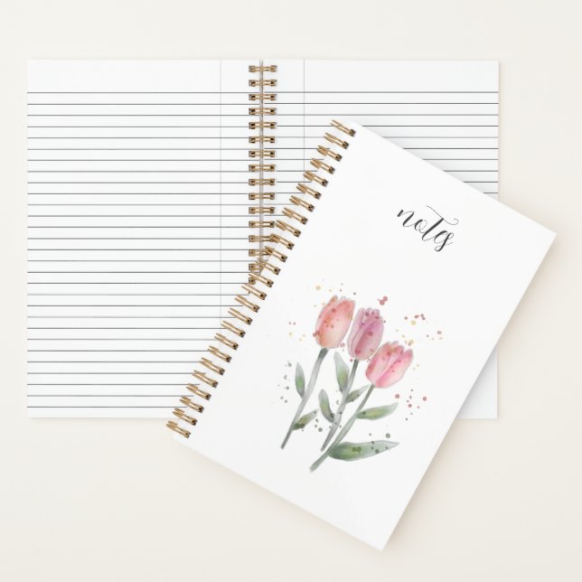 Carnet Tulips Watercolor Spiral Notebook  (À l'intérieur)