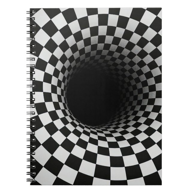 Carnet Tunnel d'illusion optique en noir et blanc (Devant)