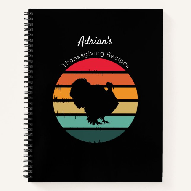 Carnet Turquie Bird déçu Vintage Thanksgiving Recette (Devant)