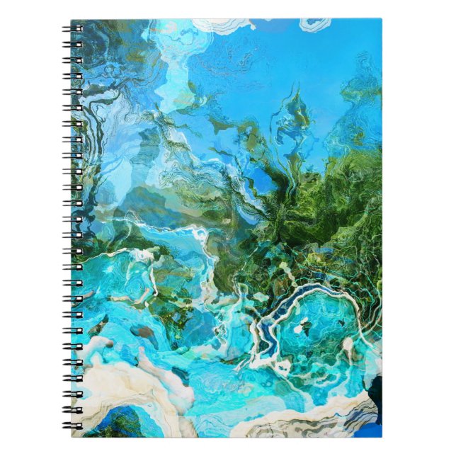 Carnet Turquoise Abstrait Océan Bleu et Vert algues (Devant)
