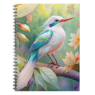 Carnet Turquoise aile crête blanche Imaginaire Oiseau