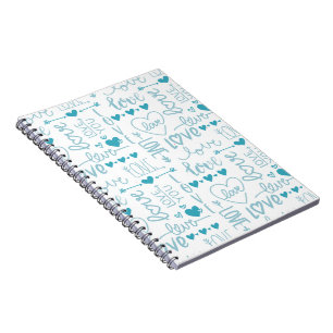 Carnet Turquoise Amusement et Amour Moderne et Coeurs
