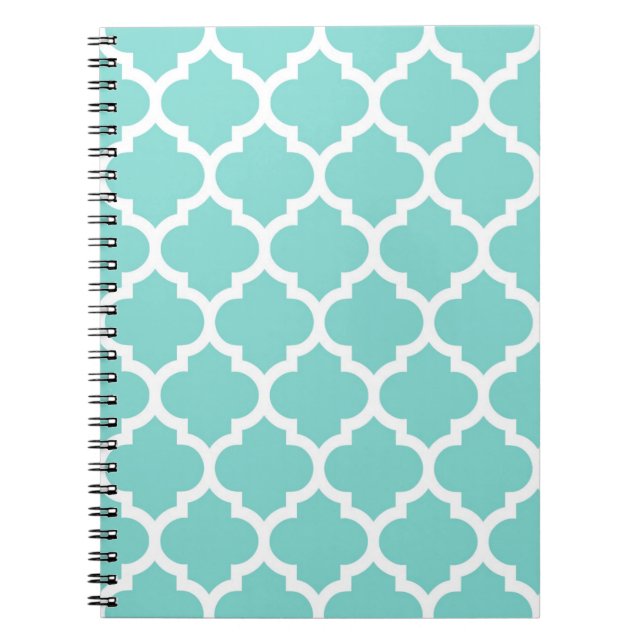 Carnet Turquoise Aqua Wht Moroccan Quatrefoil Pattern #5 (Devant)
