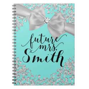 Carnet Turquoise Blanc Nœud Diamant Brillance Future Mme.