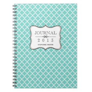 Carnet Turquoise bleu marocain carrelage personnalisé jou