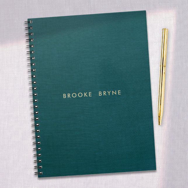 Carnet Turquoise bleu moderne minimaliste professionnel (teal green spiral notebook)