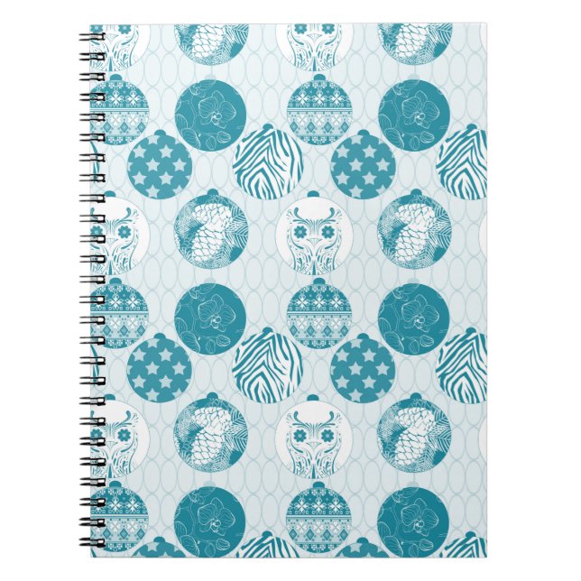Carnet Turquoise, Bleu, motif de Noël (Devant)