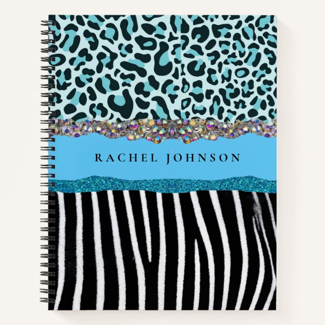 Carnet Turquoise Bleu Sarcelle Féminin Moderne Glam Rétro (Devant)