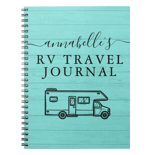 Carnet Turquoise Blue Rustic Camping Woods RV Travel Jour (Devant)