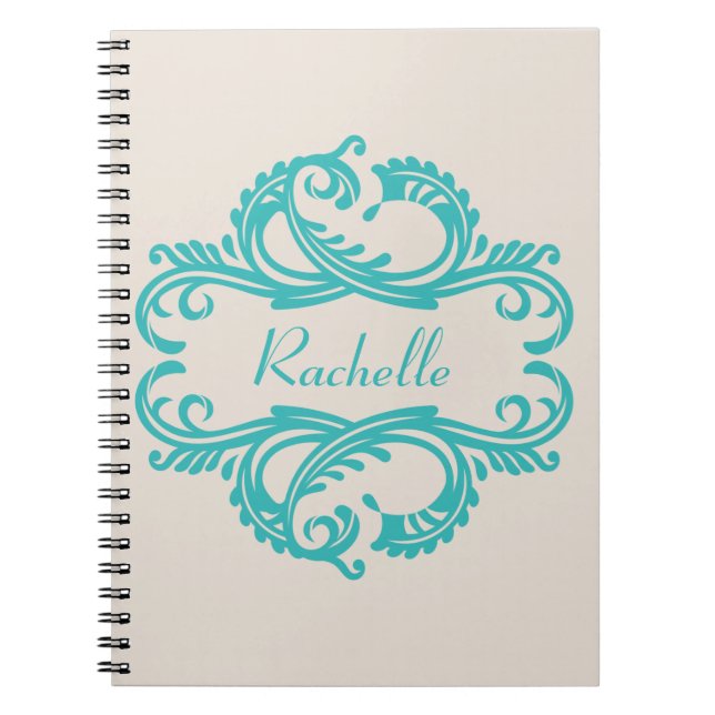 Carnet turquoise Chic Damask (Devant)