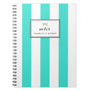 Carnet Turquoise Chic Vertical Stripes Personnalisé