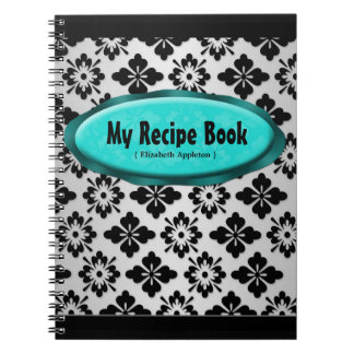 Carnet turquoise de recette de damassé élégante