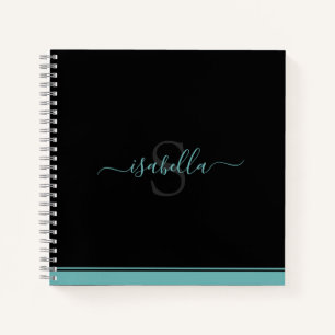 Carnet Turquoise de script original monogrammé