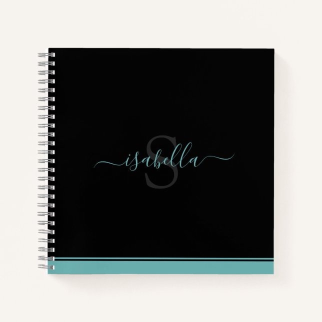 Carnet Turquoise de script original monogrammé (Devant)