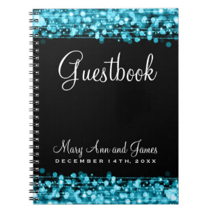 Carnet Turquoise d'étincelles de partie de Guestbook de