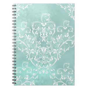 Carnet turquoise élégant de damassé