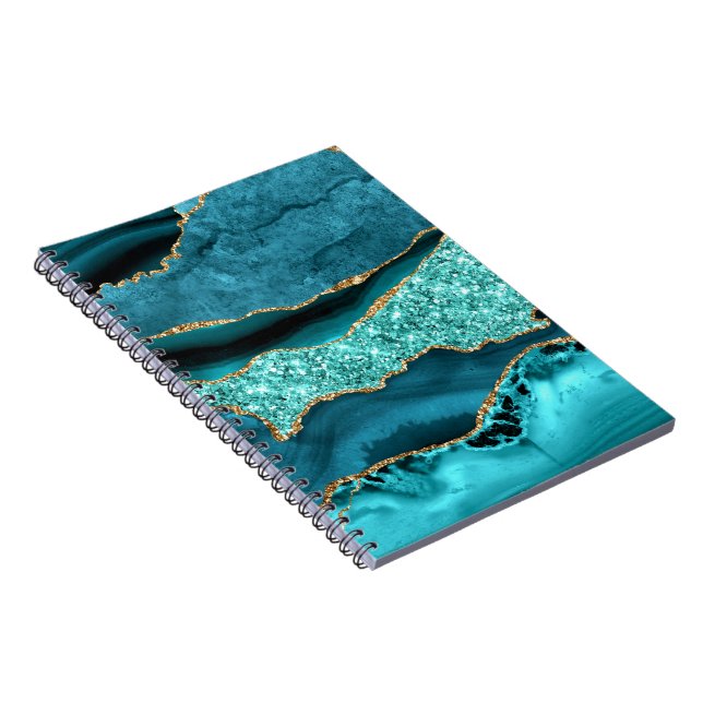 Carnet Turquoise en marbre turquoise Parties scint (Côté Droit)