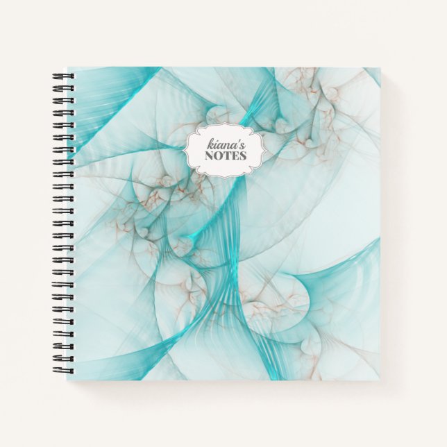 Carnet Turquoise en soie marbré ID717 (Devant)