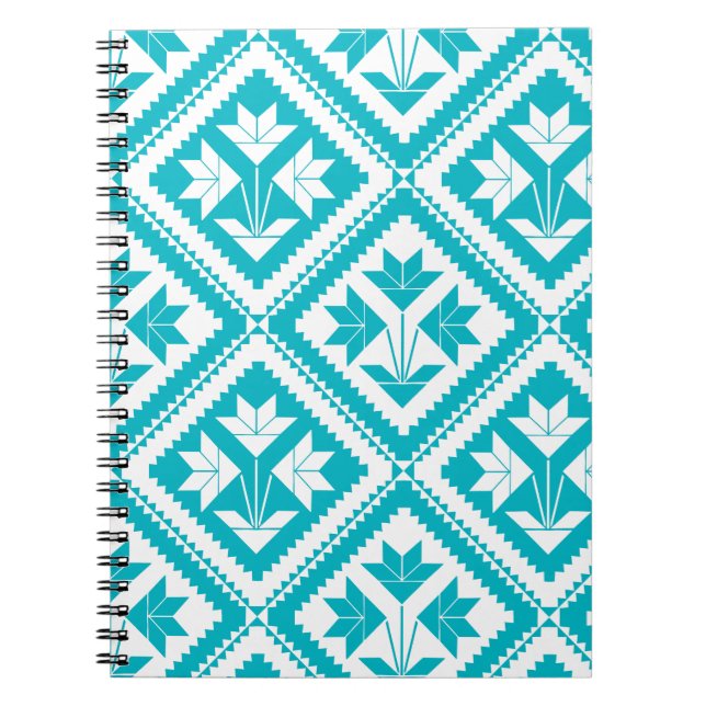 Carnet Turquoise Floral Quilt Spiral Notebook (Devant)