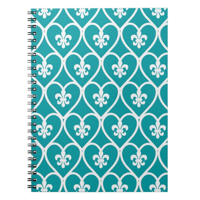 Carnet Turquoise Heart Fleur De Lis (Devant)