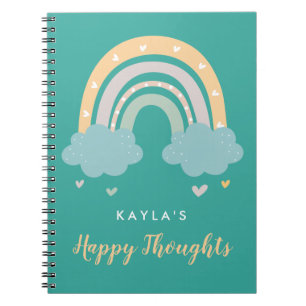 Carnet Turquoise & Jaune Arc en Ciel & Coeurs