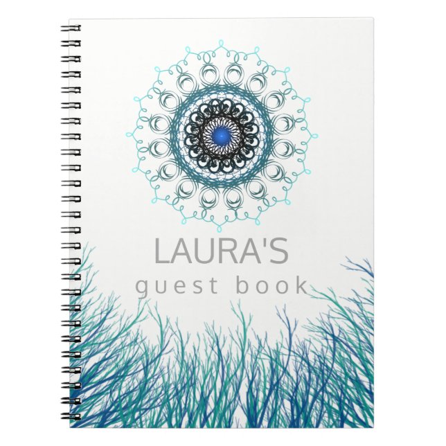 Carnet Turquoise Mandala Yoga Méditation Damask Holistic (Devant)