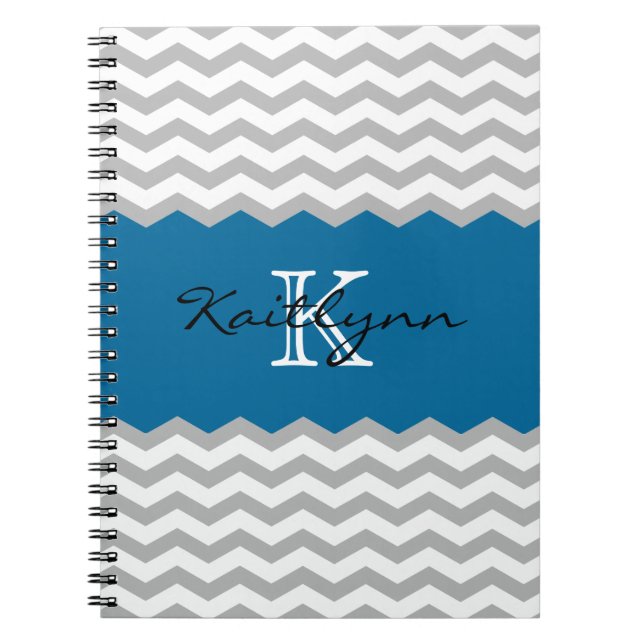 Carnet turquoise moderne de monogramme d'accent de (Devant)