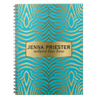 Turquoise moderne & Gold Zebra Stripes Motif