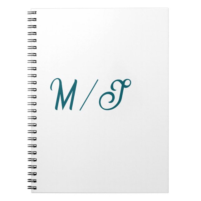 Carnet Turquoise monogramme nom de couple de mariés style (Devant)