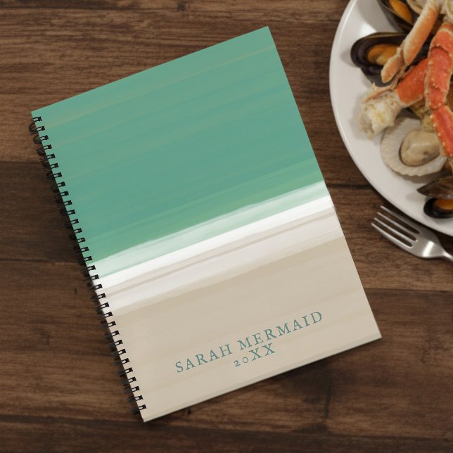 Carnet Turquoise Ocean Beach Nom Modern Recette (Add your name to this modern ocean beach recipe book)