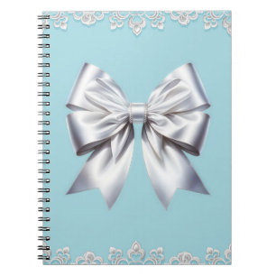 Carnet Turquoise Œuf de Rouge-gorge Bleu Grand Nœud Blanc