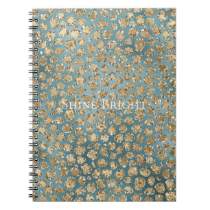 Carnet Turquoise or bleu vert brillant Empreinte de léop
