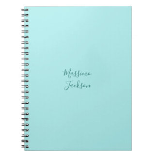 Carnet Turquoise Pâle Minimaliste Ajouter un Nom Personna