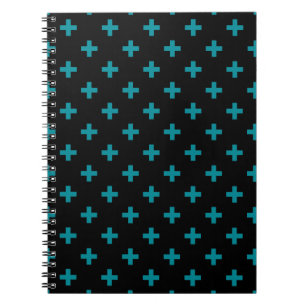 Carnet Turquoise polka croise sur noir