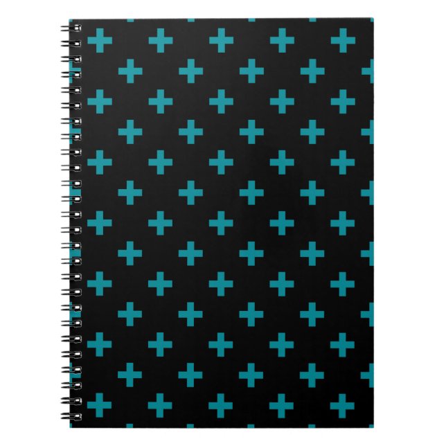 Carnet Turquoise polka croise sur noir (Devant)