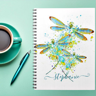 Carnet Turquoise Splatter Dragonfly personnalisée