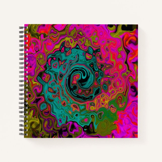 Carnet Turquoise Trippeyant Abstrait Rétro Tourbillon Liq (Devant)