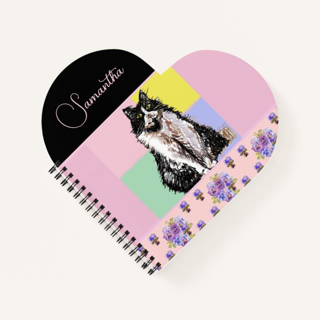 Carnet Tuxedo Chat Chats Pastel Filles Roses Personnalisa (Devant)