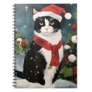 Carnet Tuxedo Chat en Noël de neige