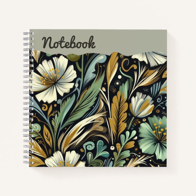 Carnet Twilight Meadow - Jardin stylisé dans les tons som (Devant)