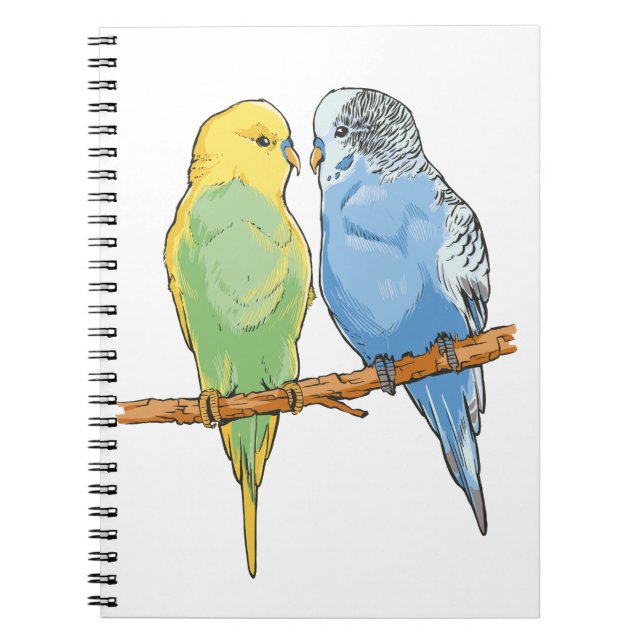 Carnet Two cute bleu et green Budgies (Devant)