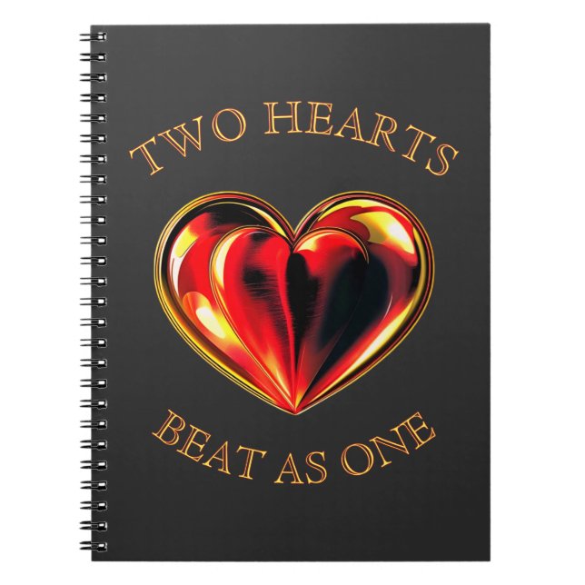 Carnet Two Hearts Beat As One Soulmate Valentine Black (Devant)