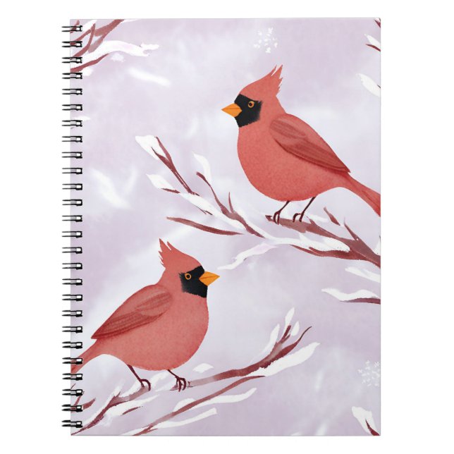 Carnet Two Red Cardinals | Watercolor Remembrance (Devant)