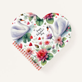 Carnet Two swans for valentine's day