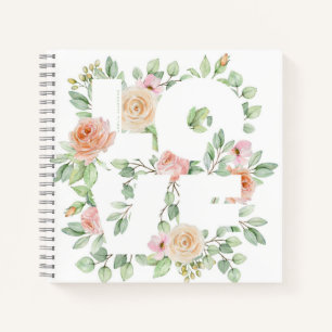 Carnet Typographie AMOUR avec roses aquarelles et verdure