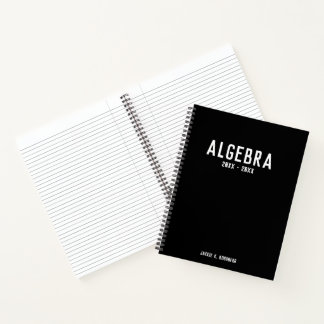 Carnet Typographie blanche minimaliste sur algèbre noire