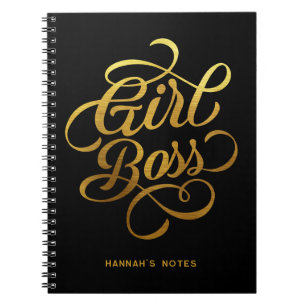 Carnet Typographie Boss Girl Gold Foil Noir