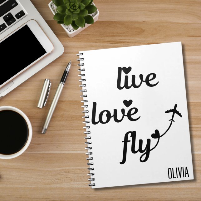 Carnet Typographie & Cœurs Volez Amour, Avion en Vol (Créateur téléchargé)