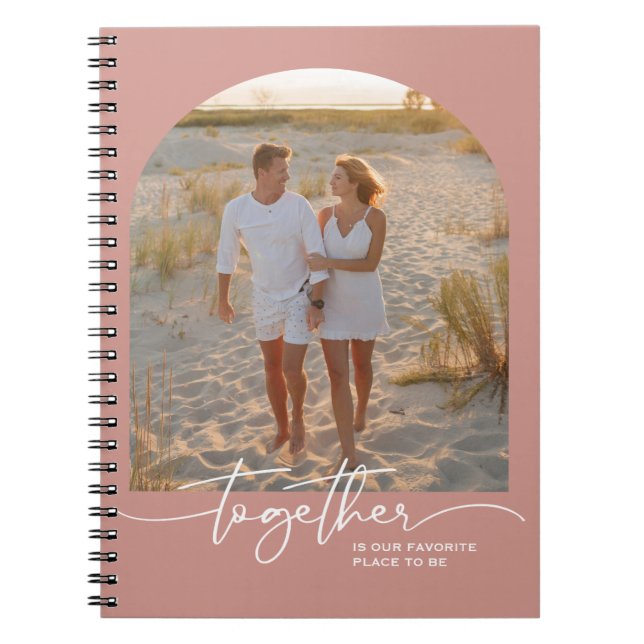 Carnet Typographie Couple Saint-Valentin Rose Pâle Ensemb (Devant)